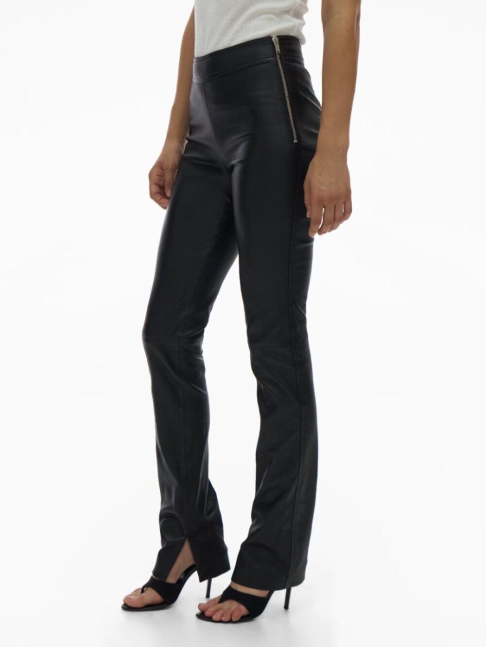 $995 retail Helmut lang Core Slit 100% Lamb Leather Pants size 4 (small)  NWOT